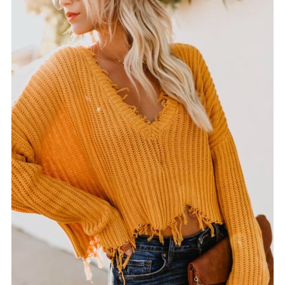 Tainted Love Cotten Distressed Sweater - VICI